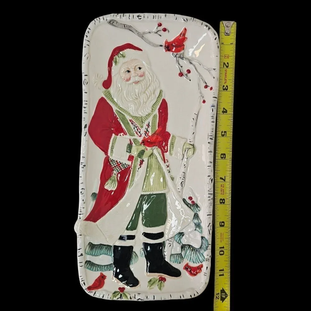 Fitz and Floyd Santa Ceramic Tray Winterberry 2012 12